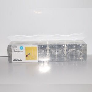 Room Essentials Transparent Taper Candleholders Set New Sealed Decor Classic